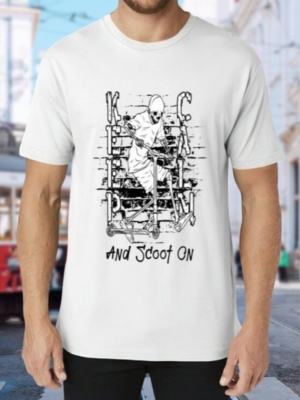 Men's White Graphic Tee - Keep Calm And Scoot On